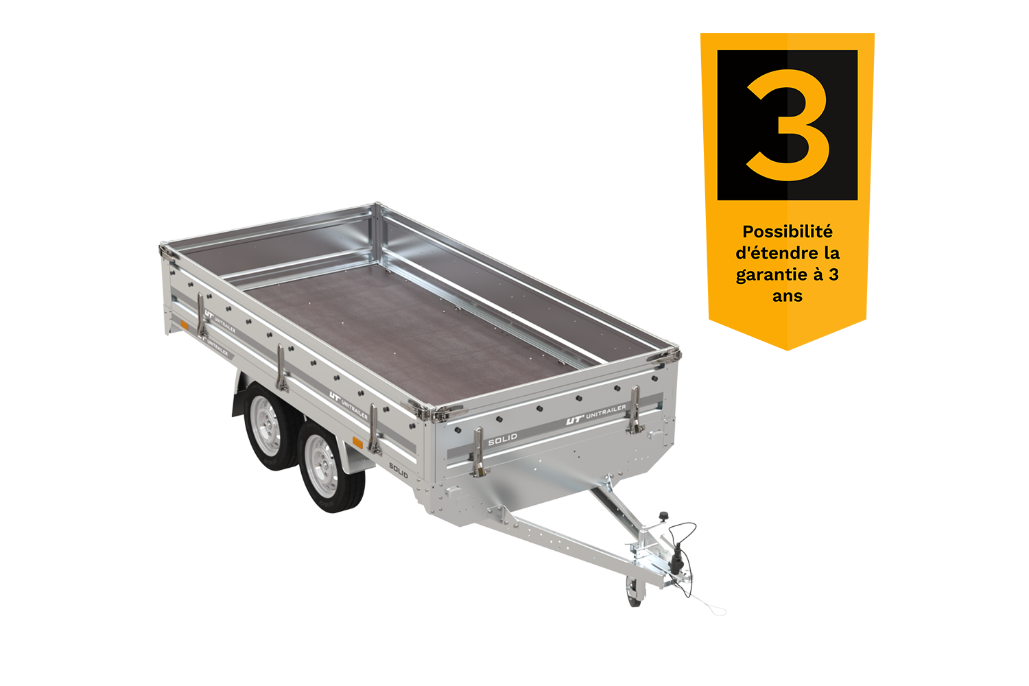 Remorque 2 essieux 304×153 UNITRAILER SOLID 300/2 PTAC 750 kg – Image 2