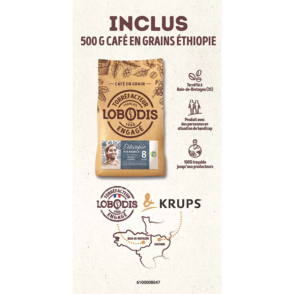 Expresso Broyeur KRUPS pack EA8168F2 + 500g café en grains – Image 3