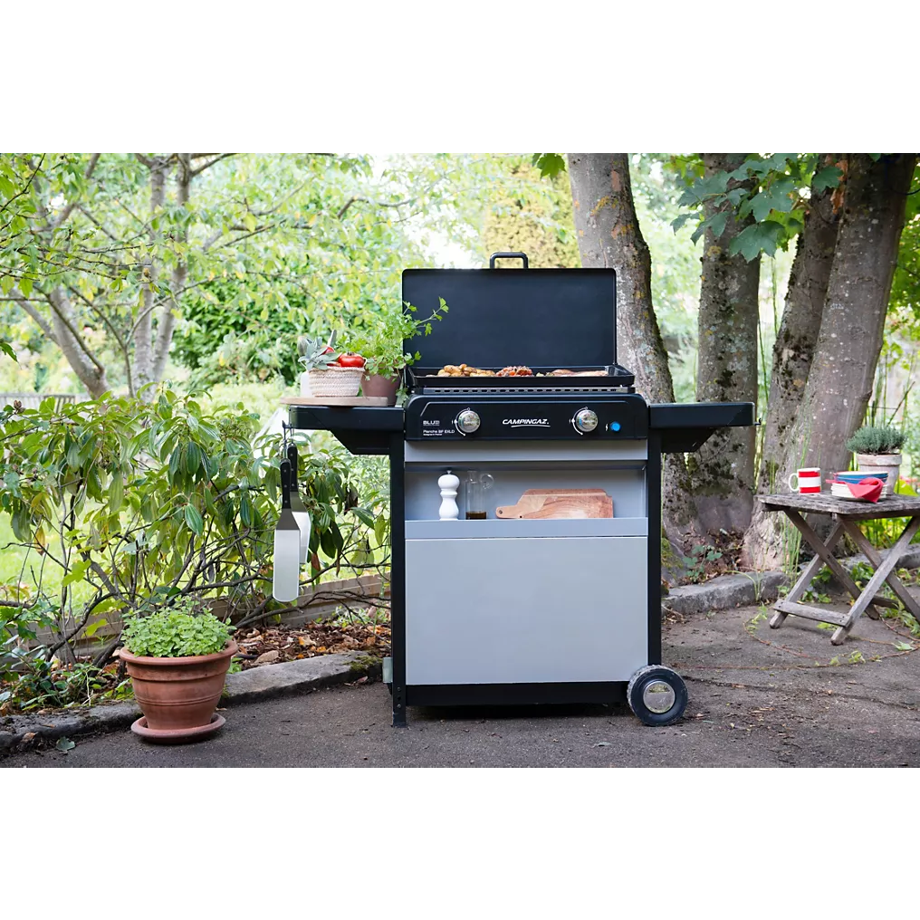 Plancha gaz CAMPINGAZ BLUE FLAME EXLD 2 brûleurs sur chariot, 60x40 cm – Image 4