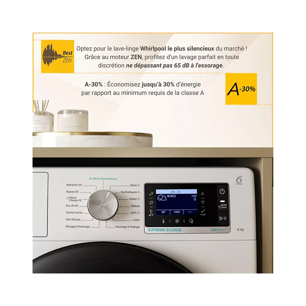 Lave linge hublot WHIRLPOOL W7X89B SILENCE FR – Image 3