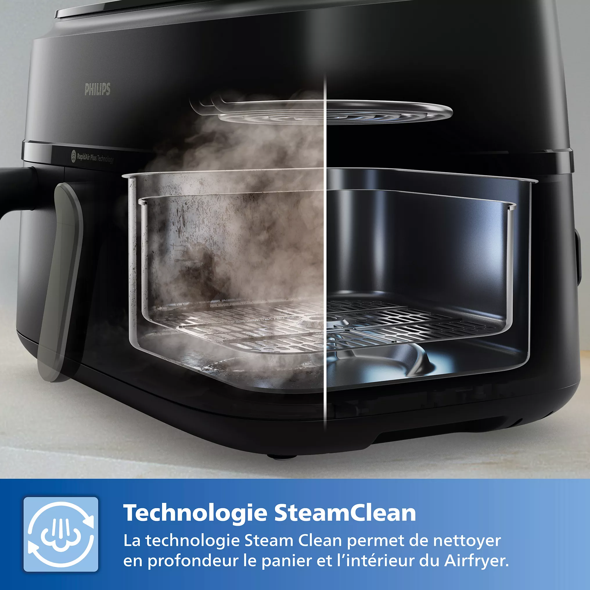 Airfryer PHILIPS Double Panier vapeur Série 5000 9,0L NA555/00 – Image 4