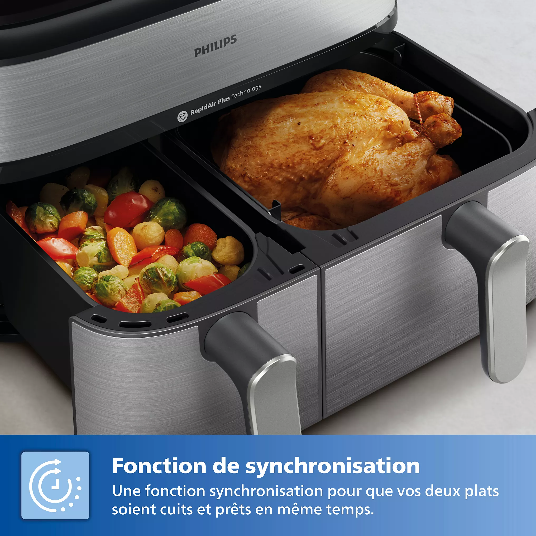 Airfryer PHILIPS Double Panier vapeur Série 5000 9,0L NA555/00 – Image 2