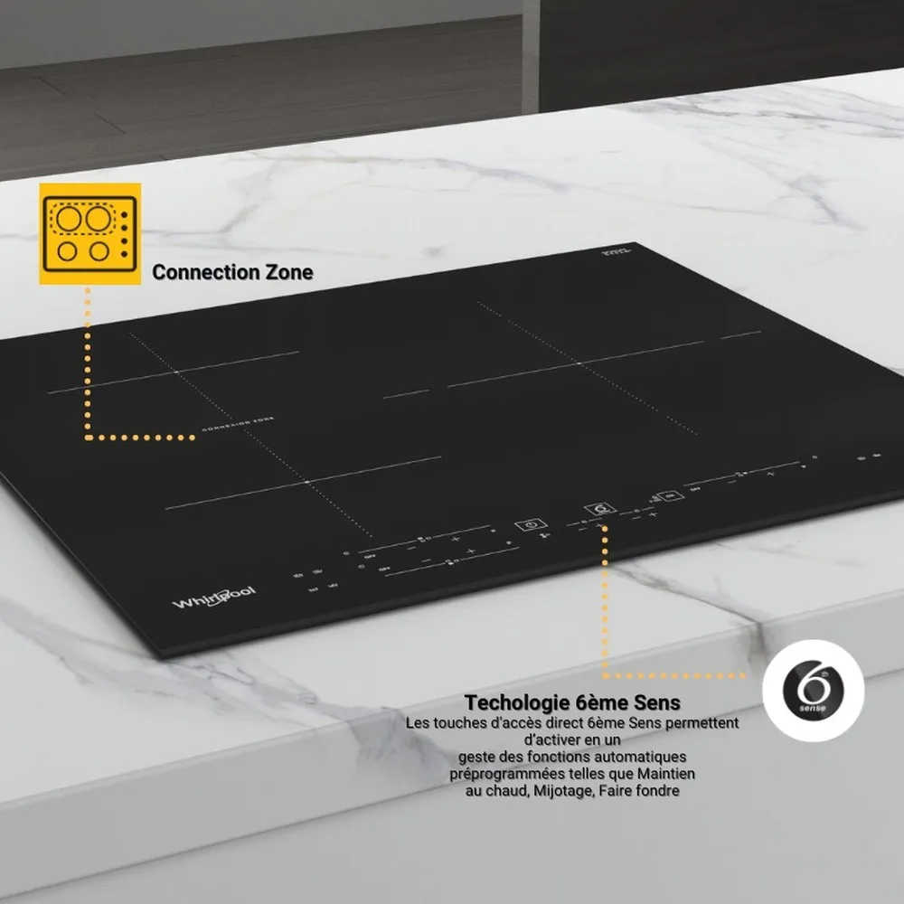 Plaque induction WHIRLPOOL WBB3760BF 56cm Connection Zone – Image 2