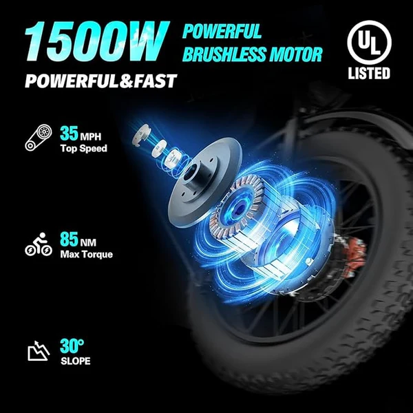 Ridstar Q20 1500W 48V 20AH gros pneu vélo électrique – Image 3