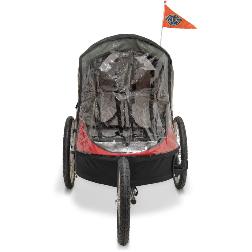 Remorque vélo 2 places 60 kg ​Wike - Premium Double - Poussette et Kit de Jogging inclus - marine/marron