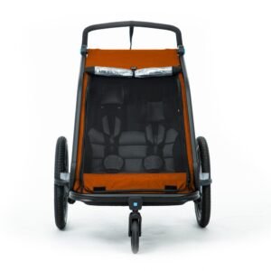Remorque velo enfant​ CUBE Double CMPT Kinder - X Actionteam - grey´n´orange