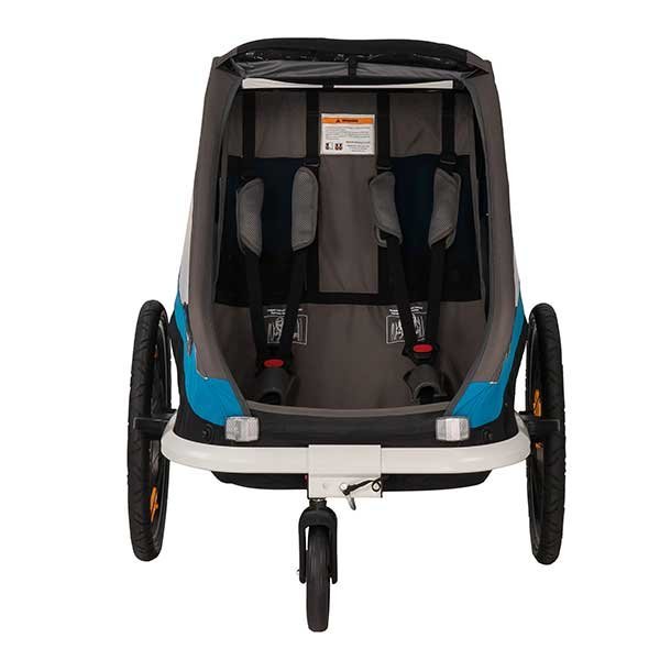 Hamax Traveller Bike Trailer for 2 Kids, incl. drawbar and buggy wheel - petrol blue/grey – Image 6